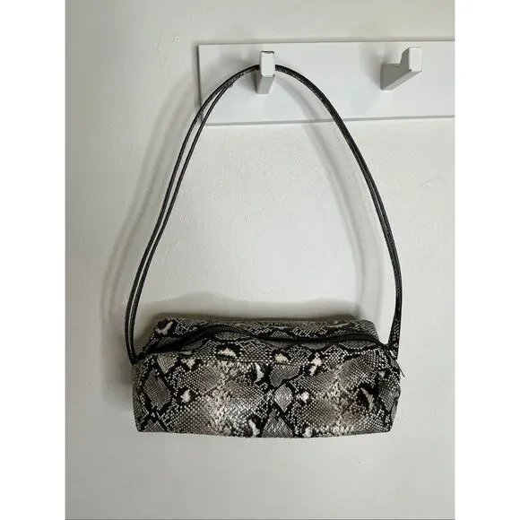 Zara Snakeskin Baguette Style Handbag | Grey and Black - Picture 3 of 5
